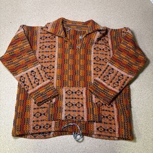 Size L Handwoven Boho Hippie RAINBOW Wool Cardigan Sweater Jacket Vibrant